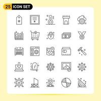 25 Creative Icons for Modern website design and responsive mobile apps 25 Outline Symbols Signs on White Background 25 Icon Pack Creative Black Icon vector background