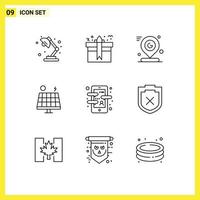 User Interface Pack of 9 Basic Outlines of solar environment birthday energy location Editable Vector Design Elements