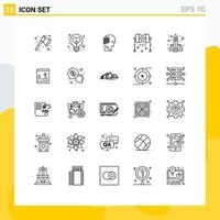 Set of 25 Modern UI Icons Symbols Signs for studio lights spotlight idea lights business Editable Vector Design Elements