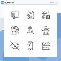 9 Creative Icons Modern Signs and Symbols of male online security user shopping Editable Vector Design Elements