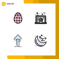 4 User Interface Filledline Flat Color Pack of modern Signs and Symbols of decoration chemistry egg laptop study Editable Vector Design Elements