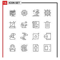 16 General Icons for website design print and mobile apps 16 Outline Symbols Signs Isolated on White Background 16 Icon Pack Creative Black Icon vector background