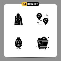 4 Black Icon Pack Glyph Symbols Signs for Responsive designs on white background 4 Icons Set Creative Black Icon vector background