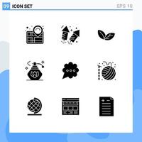 Set of 9 Modern UI Icons Symbols Signs for comment bubble growth clean cleaning Editable Vector Design Elements