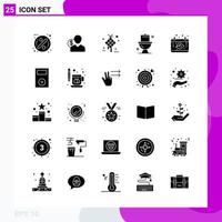 paquete de conjunto de iconos sólidos de 25 iconos de glifo aislados en fondo blanco para impresión web y fondo de vector de icono negro creativo móvil