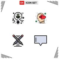 4 Creative Icons Modern Signs and Symbols of bio education green head pencil Editable Vector Design Elements