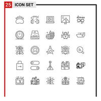 Line Pack of 25 Universal Symbols of rating management medicine content photo editing Editable Vector Design Elements