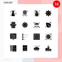 16 concepto de glifo sólido para sitios web móviles y aplicaciones mapa de configuración elementos de diseño vectorial editables móviles de vida de muñeco de nieve vector