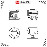 4 Icons Line Style Grid Based Creative Outline Symbols for Website Design Simple Line Icon Signs Isolated on White Background 4 Icon Set Creative Black Icon vector background