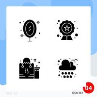 Modern Pack of 4 Icons Solid Glyph Symbols isolated on White Backgound for Website designing Creative Black Icon vector background
