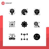 Set of 9 Vector Solid Glyphs on Grid for tether target avatar customer audience Editable Vector Design Elements