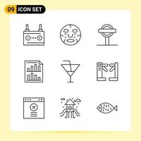 9 Creative Icons for Modern website design and responsive mobile apps 9 Outline Symbols Signs on White Background 9 Icon Pack Creative Black Icon vector background