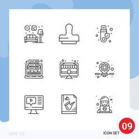 Set of 9 Vector Outlines on Grid for discount web signature statistic graph Editable Vector Design Elements