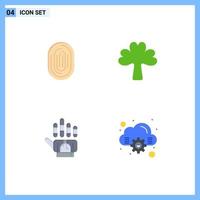 Pack of 4 Modern Flat Icons Signs and Symbols for Web Print Media such as fingerprint irish scan clover tracking Editable Vector Design Elements