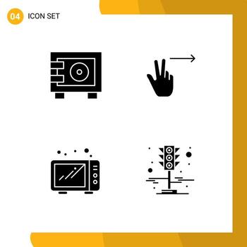 User Interface Pack of 4 Basic Solid Glyphs of deposit microwave locker right traffic Editable Vector Design Elements