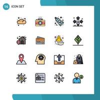 Modern Set of 16 Flat Color Filled Lines Pictograph of shop man dental user direction Editable Creative Vector Design Elements