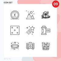 Pictogram Set of 9 Simple Outlines of asteroid ludo home game office Editable Vector Design Elements