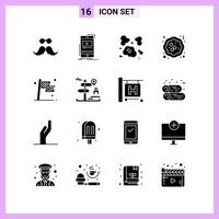 16 Icons in Solid Style Glyph Symbols on White Background Creative Vector Signs for Web mobile and Print Creative Black Icon vector background