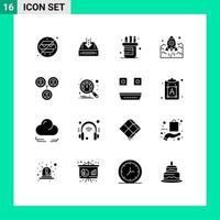 Modern Set of 16 Solid Glyphs Pictograph of entrepreneur business empty rocket supplies Editable Vector Design Elements