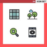 Modern Set of 4 Filledline Flat Colors Pictograph of grid spy evergreen tree search 90 Editable Vector Design Elements