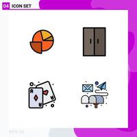 Pictogram Set of 4 Simple Filledline Flat Colors of analytics fun graph home appliances play Editable Vector Design Elements