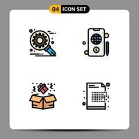 Filledline Flat Color Pack of 4 Universal Symbols of customize gift setting dollar data Editable Vector Design Elements