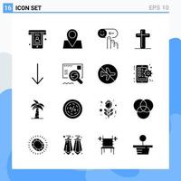 Modern 16 solid style icons Glyph Symbols for general use Creative Solid Icon Sign Isolated on White Background 16 Icons Pack Creative Black Icon vector background