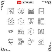 16 Icons Line Style Grid Based Creative Outline Symbols for Website Design Simple Line Icon Signs Isolated on White Background 16 Icon Set Creative Black Icon vector background