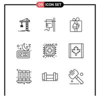 conjunto de 9 iconos de estilo de línea para web y símbolos de esquema móvil para signos de icono de línea de impresión aislados en fondo blanco 9 conjunto de iconos fondo de vector de icono negro creativo