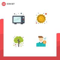 User Interface Pack of 4 Basic Flat Icons of food thanksgiving sun space cost Editable Vector Design Elements