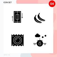 Vector Pack of 4 Icons in Solid Style Creative Glyph Pack isolated on White Background for Web and Mobile Creative Black Icon vector background