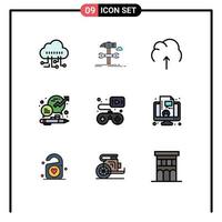 Set of 9 Modern UI Icons Symbols Signs for office growth cloud chat storage Editable Vector Design Elements