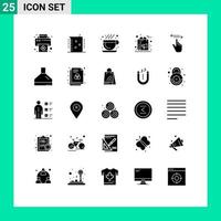 Pictogram Set of 25 Simple Solid Glyphs of gestures campaign cafe shopping digital Editable Vector Design Elements