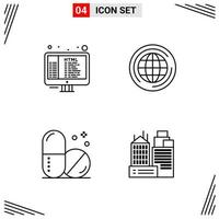 4 Icons Line Style Grid Based Creative Outline Symbols for Website Design Simple Line Icon Signs Isolated on White Background 4 Icon Set Creative Black Icon vector background