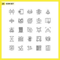 25 Universal Line Signs Symbols of dinner idea programming content brain Editable Vector Design Elements