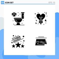 Modern 4 solid style icons Glyph Symbols for general use Creative Solid Icon Sign Isolated on White Background 4 Icons Pack Creative Black Icon vector background