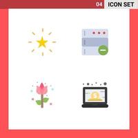 Modern Set of 4 Flat Icons and symbols such as bookmark flower star server business Editable Vector Design Elements