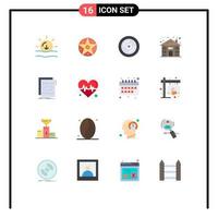 Mobile Interface Flat Color Set of 16 Pictograms of file tree disk hut forest Editable Pack of Creative Vector Design Elements