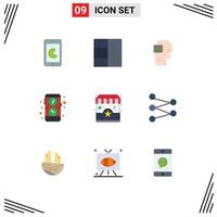 Modern Set of 9 Flat Colors Pictograph of stand shop success ecommerce mobile Editable Vector Design Elements