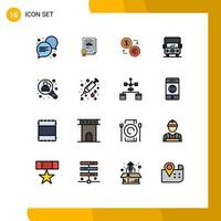 Pictogram Set of 16 Simple Flat Color Filled Lines of truck auto coins money finance Editable Creative Vector Design Elements