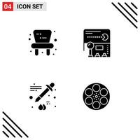 paquete de iconos de vector de stock de 4 signos y símbolos de línea para elementos de diseño de vector editable de película de juego de joystick de cuentagotas de bebé