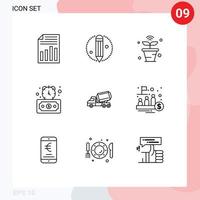 9 Creative Icons Modern Signs and Symbols of truck fast internet deadline wifi Editable Vector Design Elements