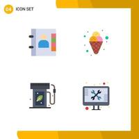 4 Universal Flat Icons Set for Web and Mobile Applications book energy carnival mardi gras repair Editable Vector Design Elements