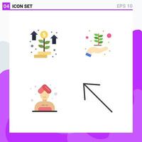 Pack of 4 creative Flat Icons of grow sauna plant hand left Editable Vector Design Elements