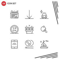 Universal Icon Symbols Group of 9 Modern Outlines of plant growth electric shape development Editable Vector Design Elements