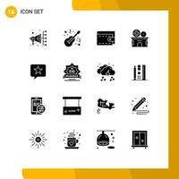 Pictogram Set of 16 Simple Solid Glyphs of message chat cash ticket entertainment Editable Vector Design Elements