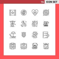 Pack of 16 creative Outlines of artwork lotus ecology sauna like Editable Vector Design Elements