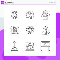 Set of 9 icons in Line style Creative Outline Symbols for Website Design and Mobile Apps Simple Line Icon Sign Isolated on White Background 9 Icons Creative Black Icon vector background