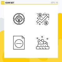 User Interface Pack of 4 Basic Filledline Flat Colors of bulb delete light chart file Editable Vector Design Elements