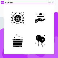 Set of 4 icons in solid style Creative Glyph Symbols for Website Design and Mobile Apps Simple Solid Icon Sign Isolated on White Background 4 Icons Creative Black Icon vector background